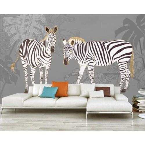 Custom photo mural on the wall wallpaper 3d Fashion hand drawn zebra luxury home decor photo wallpaper in the living room