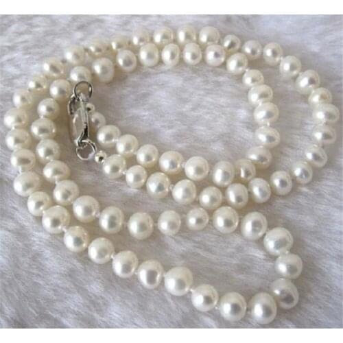 NEW Real Natural 8-9mm White Akoya Cultured Pearl Jewelry Necklace 30" silver color clasp