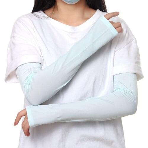 Summer Ice Silk Sunscreen Sleeves Mens Outdoor Sports Cycling UV Long Elastic Breathable Half Finger Women Driving Gloves M59