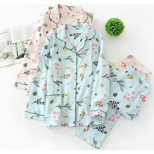 Fdfklak 2020 New Pink/Blue Print Nightwear Pregnant Nightie Pyjama Femme Coton Spring Autumn Long Sleeve Pijama Maternity