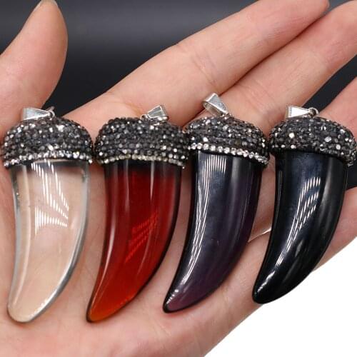 Natural Stone Pendant Horn shape Semi-precious stones Exquisite Charm for Jewelry Making DIY Necklace Earrings Accessories