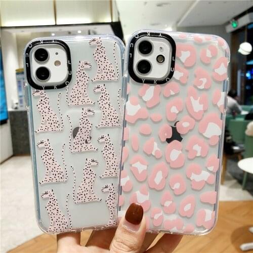 Leopard print shockproof hybrid bumper case for iphone 11 12 Pro Max cases for i Phone SE 2020 XR X XS 8 Plus 7 pink soft cover