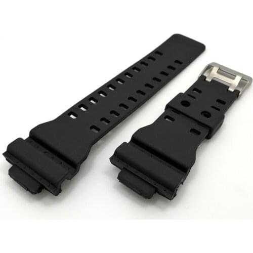 16mm PU Rubber Watchbands Men Black Sport Diving Silicone Watch Strap Band Metal Buckle For g-shock Watch Accessories