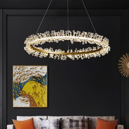 Modern minimalist round crystal Chandelier Nordic living room Hanging Light restaurant light luxury LED Chandelier Lighting