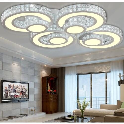 Modern Creative Ring Space Crystal Ceiling Light Home LED Living Room Bedroom & Commercial Places Ceiling Lamps Lighting fixture