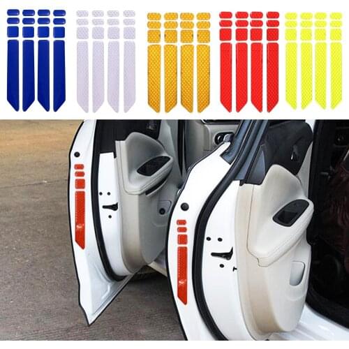 Car Reflective Sticker Car Door Stickers Decal Warning Reflective Tape Strips DIY Traceless Protective Car Sticker