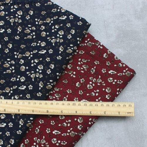 147x50cm Red Black Flora Printed Cotton Poplin Fabrics Crafts Summer Apparel Dress Patchwork For Hair bow sewing tissue cloth