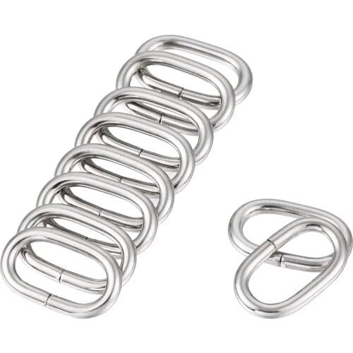 Uxcell Metal Oval Ring Buckles 10x5mm for Bags Belts DIY Silver Tone 20pcs