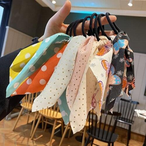 Korean Ribbon Elastic Hair Bands Accessories Fashion Hair Band Long Bow Ponytail Hair Tie Scrunchies Women Girls Ornaments
