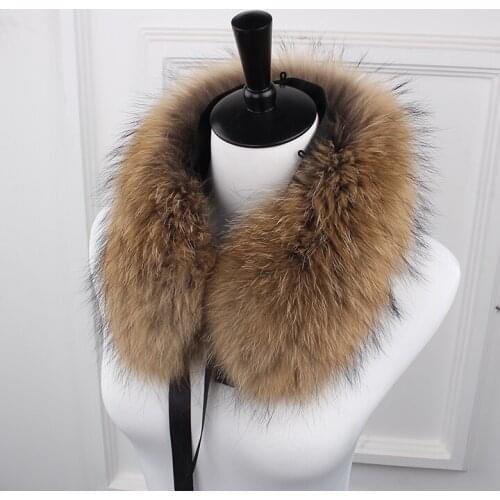 New arrival genuine Raccoon self-shade fur collar full pelt fox fur black fur scarf muffler scarf vigoreux