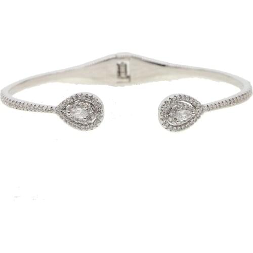 High Quality Adjustable size bangle Bracelet For Women Silver Color red Green Birthstone Crystal Bracelet Jewelry