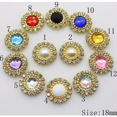 High quality 2017 New 18MM lvory pearl crystal button golden metal Rhinestone button DIY apparel Invitation Wedding Decoration