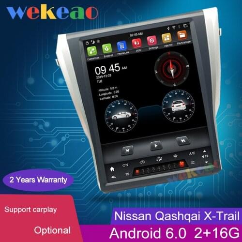 Wekeao Vertical Screen Tesla Style 15'' Android 6.0 Car Radio GPS Navigation For Nissan Qashqai X-Trail Car DVD Player 2014+ 4G