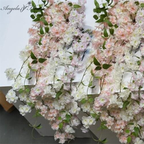 1.8m Silk Cherry blossom rattan DIY wedding artificial flower vine upgrade new decor for hotel background shop window Christmas