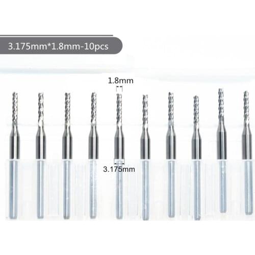 3.175mm(1/8'')*1.8mm,10pcs,Freeshipping PCB Corn Milling Cutter,Solid carbide CNC Drill Bit,wood tool,plastic,MDF