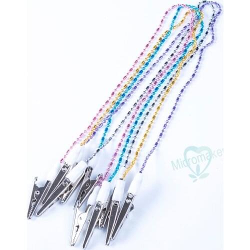 5 Pcs Napkin Holder Dental Lab Bib Crocodile Clip Flexible Metal Ball Chain