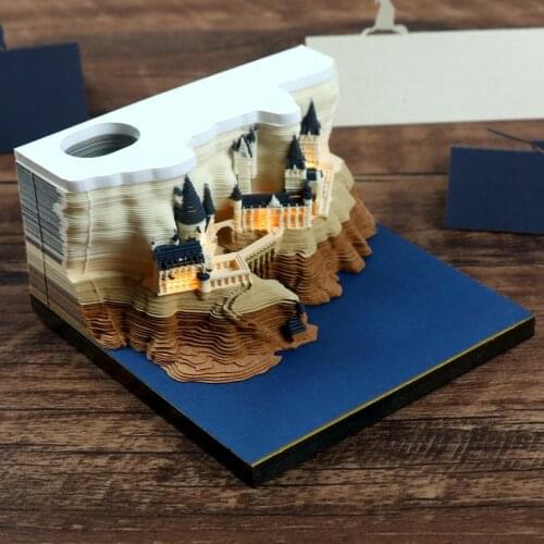 160 Sheets Omoshiroi Block Dream Castle Famious Movie Led Lights Notepad Luxury Gifts Office Supplies 3D Memo Pads