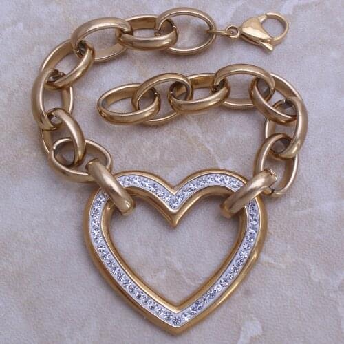 Chain Heart Bracelet Stainless Steel Fahion Jewelry For Man & Woman Bijoux Acier Inoxidable Femme Joyas Jewels Store BC914001