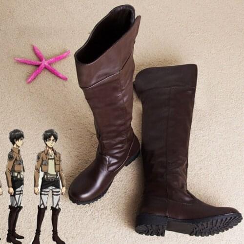 Men Women Attack on Titan cosplay long boots Shingeki no Kyojin Over-the-Knee boots Eren Jaeger Ackerman Shoes Costume Props