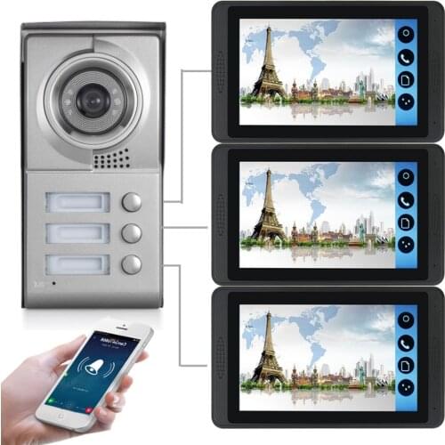 7"APP Remote Mobile Call Door Bell Max 3 HD Monitors IP Doorbell Smart WIFI Multi-Apartment/Family/Home Intercom Video Doorphone