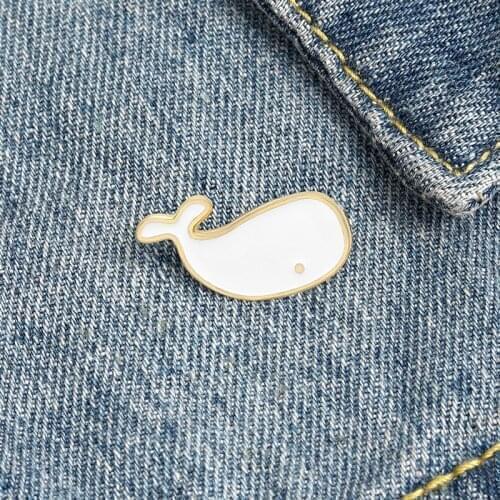 Little Whale Enamel Pins Custom Mini Badge for Denim Jeans Lapel Pins Cartoon Simple White Jewelry Gifts Brooches for Kids