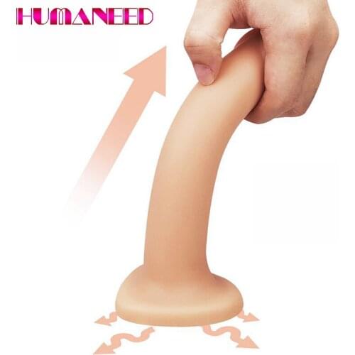 19*4cm Erotic Soft Silicone Dildo Realistic Bullet Vibrator Anal Plug Strap On Heart Suction Cup Penis Adult Sex Toys for Woman