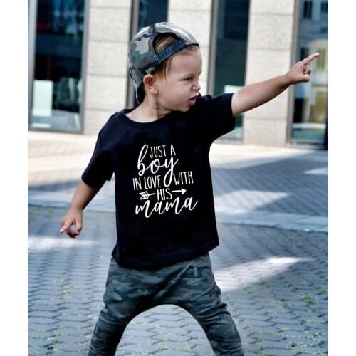 Just A Boy In Love His Mama Print Kids Baby Girl Boy Tops T-shirts Graphic Tee Clothes Summer Fashion Trend Blouse Tees