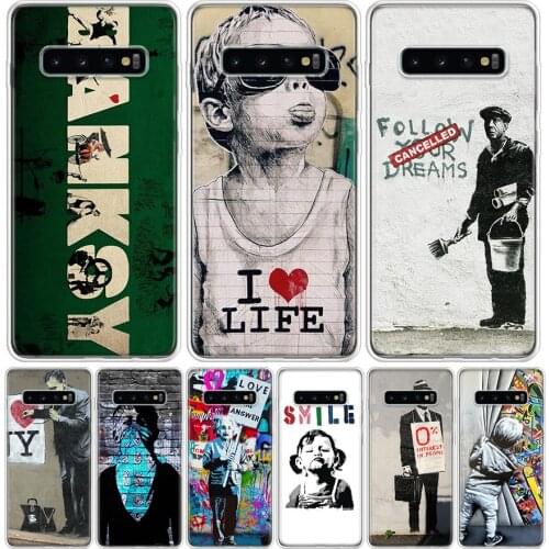 Banksy Graffiti Phone Case for Samsung Galaxy S10 S20 Ultra Note 10 9 8 S9 S8 S7 J4 J6 J8 Plus Lite + Popular Cover Capa
