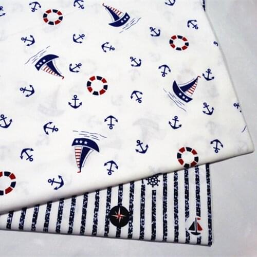 CottonTwill Fabric babybedding Cotton stitching DIY Fabric Use for Pillows &quilt slipcover,chair cover Fabric Printed Anchor