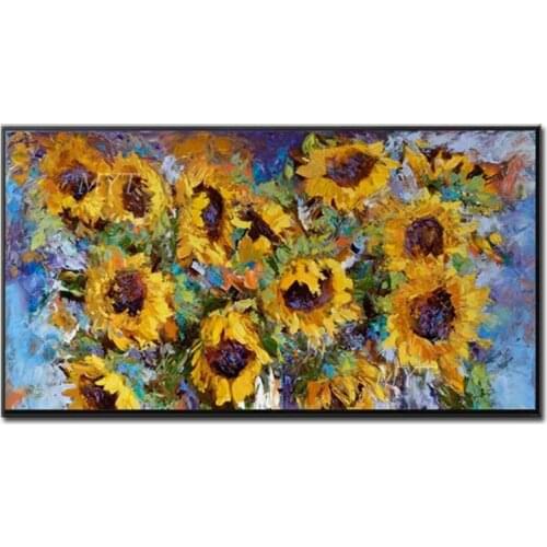 The yellow flowers of the sunflower Oil Painting 100% Handpainted Paintings Wall Art Home Decor Picture Modern Oil Painting