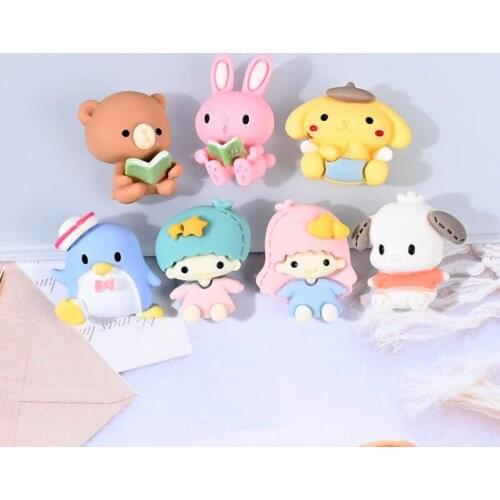 20pcs/lot Kawaii Resin Cartoon girl animals Flatback Cabochons For Hair Bow Centers DIY Scrapbooking Decor