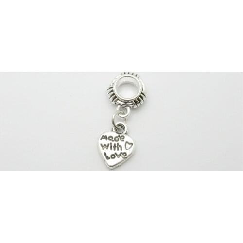 Classic 20pcs heart charms big hole loose bead fit Pandora bracelet pendants DIY