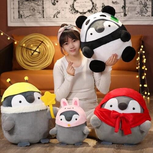 Creative cute penguin plush doll kawaii cross dress penguin plush toy pillow home office decoration holiday gift