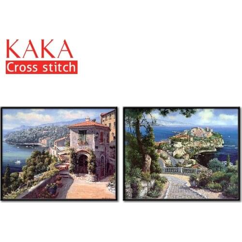 Cross stitch kits,Embroidery needlework sets with printed pattern,11CT-canvas for Home Decor Painting,Landscape Full NCKS040