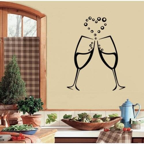 KUCADA wine cup kitchen decal wall sticker for home decoration mural art decor black removable WP1141