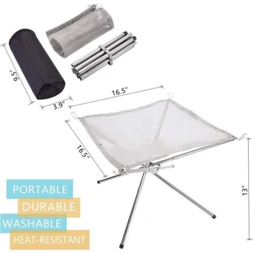 Outdoor Portable Fire Rack Folding Table Grill Stove Grid Camping Heating Charcoal Light Super Stove Point Wood