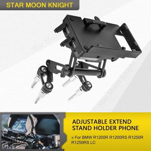Motorcycle Adjustable Extend Stand Holder Mobile Phone GPS Navigation Plate Bracket For BMW R1200R R1200RS R1250R R1250RS LC