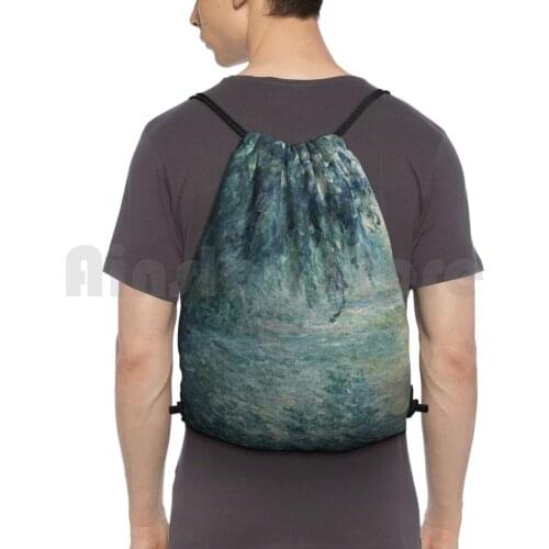 Claude-Morning On The Seine Backpack Drawstring Bag Riding Climbing Gym Bag Claude Seine River France Masterpiece Fine Art