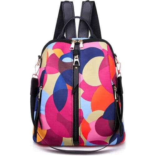Fashion Colorful Circle Women Backpacks High Qulity Oxford Women Backpack Brand Large Capacity Multi-pocket Women Backpacks 2019