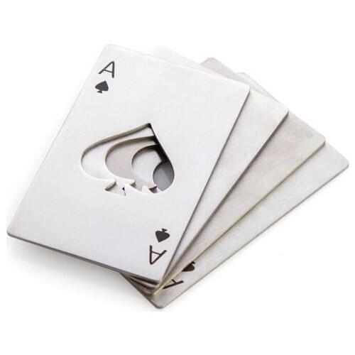 Silver Poker Card Spades Beer Bottle Opener Personalized Stainless Steel Bottle Opener Bar Tool 301-0703