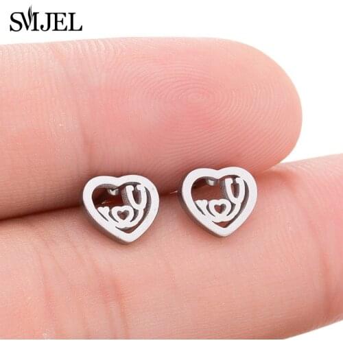 SMJEL Heart Stud Earrings for Women Doctor Medical Stethoscope Earrings Stainless Steel Fashion Earings Jewelry boucle d'oreille