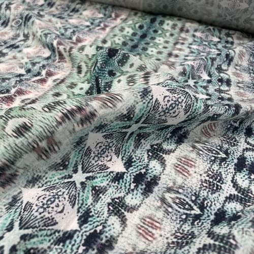 145cm Width Fashion Serpentine Printed Thin Cotton Fabric For Woman Blouse Summer Dress Pants DIY Cloth Sewing Material