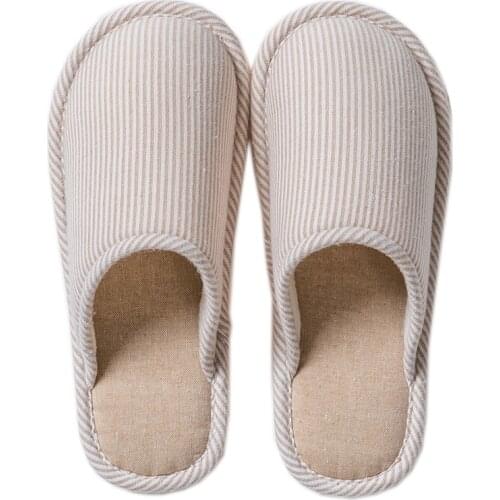 Women Linen Slides Household Bedroom Closed Toe Cotton Slippers Flat 2021 Spring Autumn Female Floor Flip Flops Chanclas Mujer