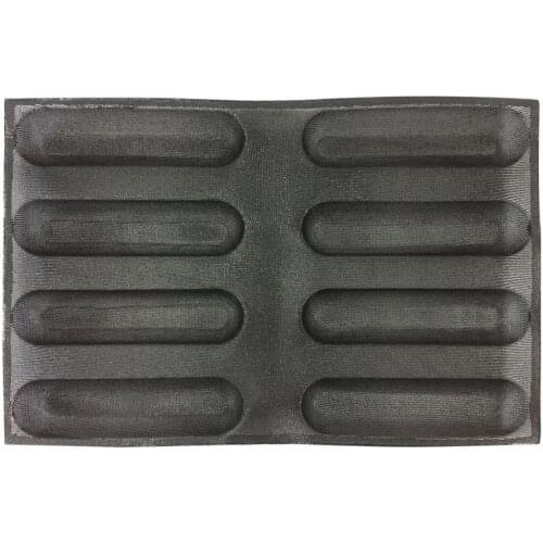 Silform Non-Stick Silicone Bread Mat with 8 Molds Fiberglass French Bread Bakeware Baguette Baking Pan Tray Sub Roll Flexipan