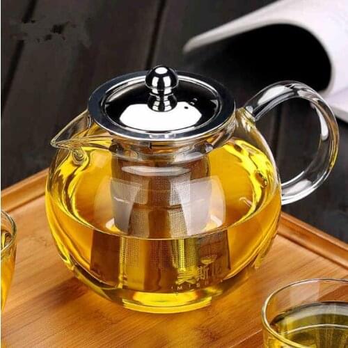 Heat-resisting glass flower teapot stainless steel filter teapot glass tea set