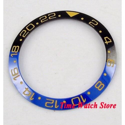 Solid 38mm black blue yellow marks ceramic bezel bezel insert fit for 40mm SUB GMT mens watch B53