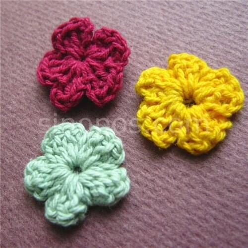 Handmade Crochet Flower Applique 18mm, quilting scrapbook DIY wool craft knitted fabric clothes sewing patch wedding headwear