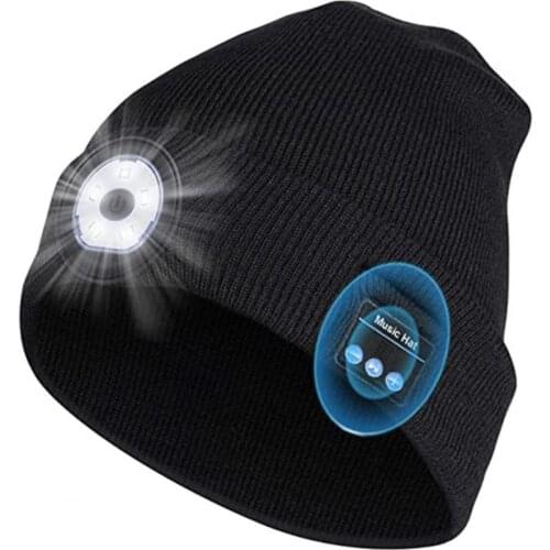 Music Knitted Hat Winter Unisex Beanie Knitted Hat Wireless Bluetooth 5.0 Headphone with LED Light