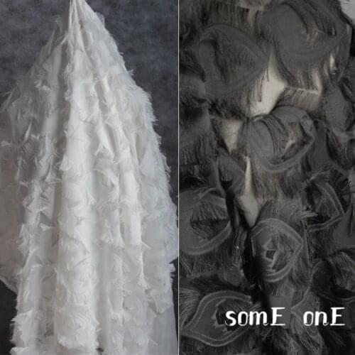 Embroidered Tulle Fabric Big Eyes Pattern Tassels DIY Decor Patchwork Skirt Gown Wedding Dress Lace Designer Fabric 50*150cm