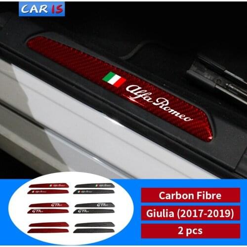 Car Interior Door Sill Scuff Plate Guards Carbon Fiber Door Sills Protector Stickers For Alfa Romeo Giulia 2017-2019 Accessories